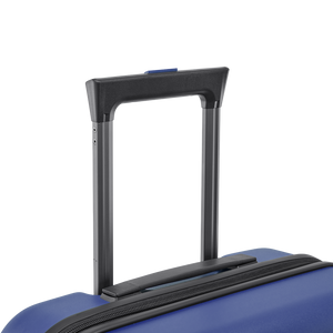 Nahaufnahme des stabilen, voll ausziehbaren Teleskopgestänges des NeoGo Freestyle Trolleys für einfaches Schieben