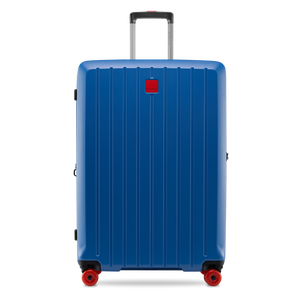 Robustes Design: Frontansicht des Hartschalenkoffers BUZZ von Stratic in Ocean Blue, Größe L, aus hochfester Makrolon-Polycarbonatschale