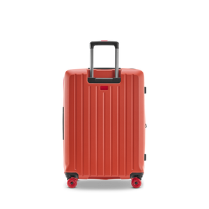 Rückansicht des BUZZ Trolleys in Rosso Clay in der Größe M für Kurzreisen und Wochenendtrips