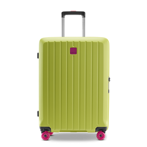 Robustes Design: Frontansicht des Hartschalenkoffers BUZZ von Stratic in Lime Green, Größe M, aus hochfester Makrolon-Polycarbonatschale