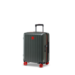 Ansicht schräg von vorne mit Dehnfalte beim BUZZ Trolley Olive in der Größe S mit markantem Rillen-Design