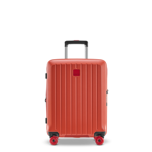 Robustes Design: Frontansicht des Hartschalenkoffers BUZZ von Stratic in Rosso Clay, Größe S, aus hochfester Makrolon-Polycarbonatschale