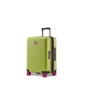 Ansicht schräg von vorne mit Dehnfalte beim BUZZ Trolley Lime Green in der Größe S mit markantem Rillen-Design