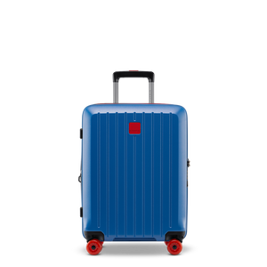Robustes Design: Frontansicht des Hartschalenkoffers BUZZ von Stratic in Ocean Blue, Größe S, aus hochfester Makrolon-Polycarbonatschale