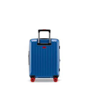Rückansicht des BUZZ Trolleys in Ocean Blue in der Größe S für Kurzreisen und Wochenendtrips