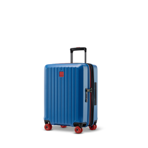 Ansicht schräg von vorne mit Dehnfalte beim BUZZ Trolley Ocean Blue in der Größe S mit markantem Rillen-Design