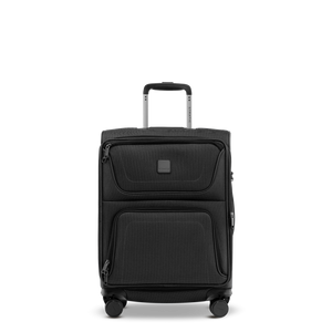 STRATIC BENDIGO LITE Weichgepäck-Trolley S in Black, Frontansicht mit Teleskopgriff und zwei Außentaschen