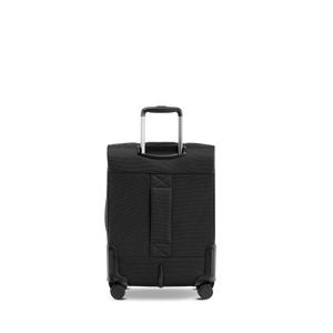 STRATIC BENDIGO LITE Stoffkoffer S in Black, Rückansicht mit Teleskopgriff, Trolley-Aufstecksystem und vier Doppelrollen
