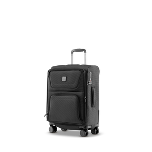 STRATIC BENDIGO LITE kleiner Koffer in Black, Größe S, schräg von vorne mit Außentaschen und TSA-Schloss
