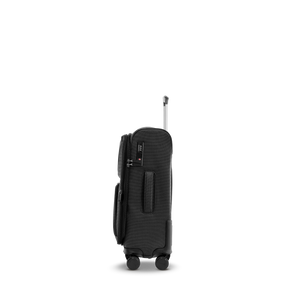 Seitenansicht des STRATIC BENDIGO LITE Spinner-Trolleys S in Black mit TSA-Zahlenschloss und Tragegriff