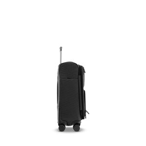 Seitenansicht des STRATIC BENDIGO LITE Reisetrolleys S in Black mit Fach für das Adressschild