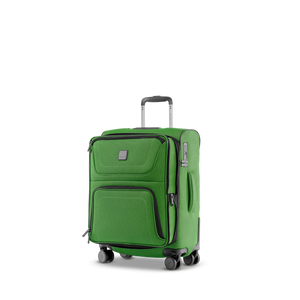 STRATIC BENDIGO LITE Weichgepäckkoffer S in Green mit geöffneter Erweiterung, schräg von vorne