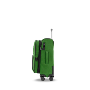 Seitenansicht des STRATIC BENDIGO LITE Reisetrolleys S in Green mit Fach für das Adressschild