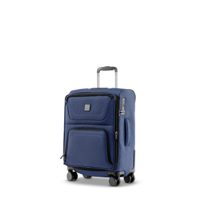STRATIC BENDIGO LITE kleiner Koffer in Navy, Größe S, schräg von vorne mit Außentaschen und TSA-Schloss