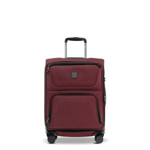 STRATIC BENDIGO LITE Weichgepäck-Trolley S in Redwine, Frontansicht mit Teleskopgriff und zwei Außentaschen
