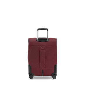 STRATIC BENDIGO LITE Stoffkoffer S in Redwine, Rückansicht mit Teleskopgriff, Trolley-Aufstecksystem und vier Doppelrollen