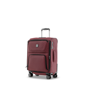 STRATIC BENDIGO LITE kleiner Koffer in Redwine, Größe S, schräg von vorne mit Außentaschen und TSA-Schloss