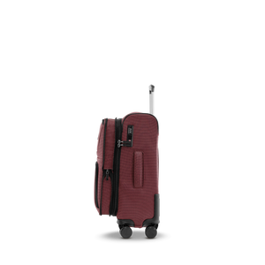 Seitenansicht des STRATIC BENDIGO LITE Reisetrolleys S in Redwine mit Fach für das Adressschild