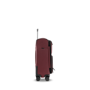 Seitenansicht des STRATIC BENDIGO LITE Reisetrolleys S in Redwine mit Fach für das Adressschild
