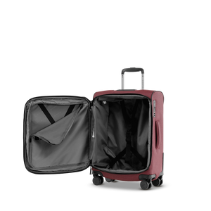 Innenraum des STRATIC BENDIGO LITE Weichgepäck-Trolleys S mit aufgeklapptem Deckelfach und Packriemen