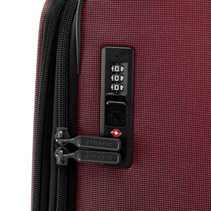 Versenktes TSA-Zahlenschloss mit Reißverschlusszippern am STRATIC BENDIGO LITE Reisekoffer in Redwine