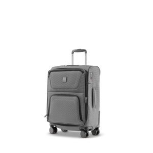 STRATIC BENDIGO LITE kleiner Koffer in Silver, Größe S, schräg von vorne mit Außentaschen und TSA-Schloss