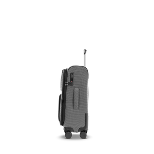 Seitenansicht des STRATIC BENDIGO LITE Spinner-Trolleys S in Silver mit TSA-Zahlenschloss und Tragegriff