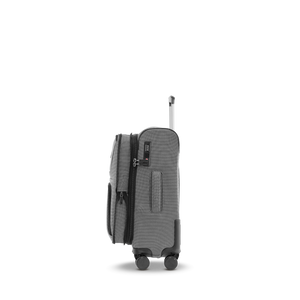 Seitenansicht des STRATIC BENDIGO LITE Reisetrolleys S in Silver mit Fach für das Adressschild