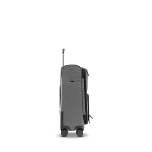 Seitenansicht des STRATIC BENDIGO LITE Reisetrolleys S in Silver mit Fach für das Adressschild