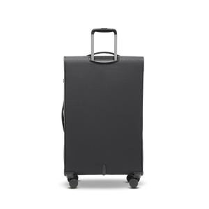 Rückansicht des Weichgepäck Trolleys LITE L in black mit formstabilem PlexCore™ Tragrahmen-System