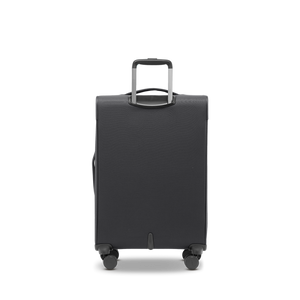 Rückansicht des Weichgepäck Trolleys LITE M in black mit formstabilem PlexCore™ Tragrahmen-System