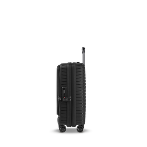 Seitenansicht des flexiblen Multi-Load-Koffers in Black mit ergonomischem Tragegriff und schlankem Profil