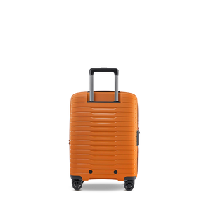 Rückseite des ultraleichten, 2,6 kg schweren Stratic Novium ML Handgepäck-Trolleys in Rosso Clay aus strapazierfähigem Polypropylen