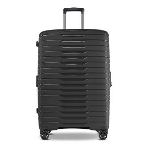 Frontansicht des großen NOVIUM SL Trolley L in Black - geräumiger Reisekoffer mit robuster Hartschale für lange Reisen