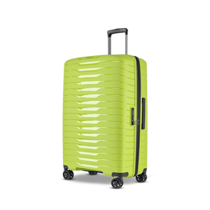 Frontansicht des großen NOVIUM SL Trolley L in Lime Green mit smarter Stratic Connect Technologie