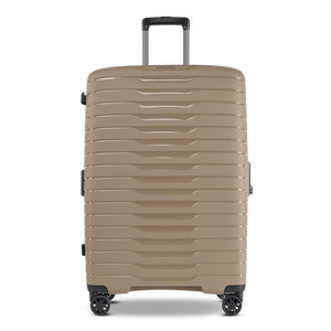 Frontansicht des großen NOVIUM SL Trolley L in Sand - geräumiger Reisekoffer mit robuster Hartschale für lange Reisen