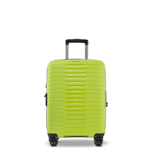 Frontansicht des NOVIUM SL Trolley S in der Farbe Lime Green – kompakter Handgepäck-Koffer mit moderner Hartschale