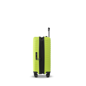 Seitenansicht des NOVIUM SL Trolley S in Lime Green mit Dehnfalte zur Volumenerweiterung