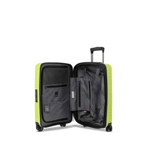 Geöffneter NOVIUM SL Trolley S Handgepäck-Koffer zeigt die durchdachte Innenaufteilung mit Packgurten und Reißverschluss-Trennwand