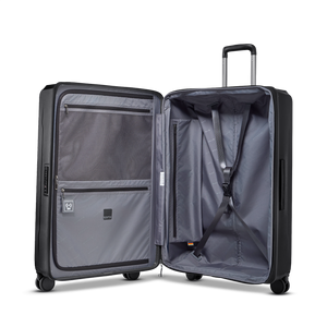Geöffneter PHOENIX SL Trolley L zeigt das riesige Hauptfach mit verstellbaren Kreuzpackgurten für die sichere Fixierung von viel Reisegepäck