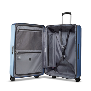 Geöffneter PHOENIX SL Trolley L zeigt das riesige Hauptfach mit verstellbaren Kreuzpackgurten für die sichere Fixierung von viel Reisegepäck