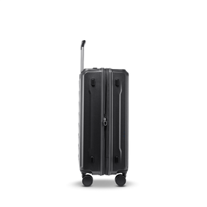 Seitenansicht des PHOENIX SL Trolley M in Schwarz mit leichtläufigen Doppelrollen