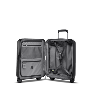 Geöffneter PHOENIX SL Trolley S zeigt das durchdachte Innenleben mit elastischen Kreuzpackgurten und einer praktischen Reißverschluss-Trennwand