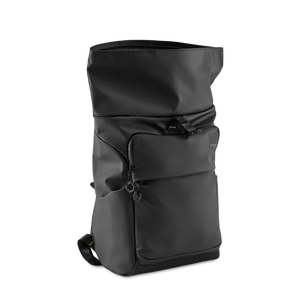 STRATIC Vibe Daily Backpack noir avec rolltop déroulé – Espace de rangement extensible