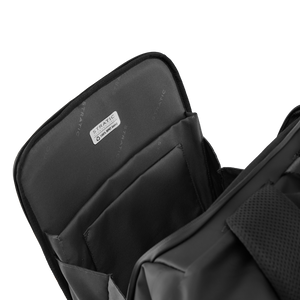 STRATIC Vibe Daily Backpack noir ouvert – Compartiment rembourré pour ordinateur portable et appareils high-tech
