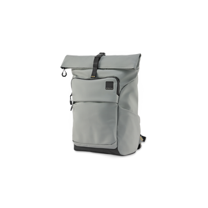 STRATIC Vibe Daily Backpack gris, vue de face de biais – Sac à dos moderne pour ordinateur portable, pour le travail et la ville