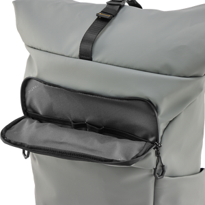 STRATIC Vibe Daily Backpack gris, détail – Poche frontale ouverte avec organiseur pratique