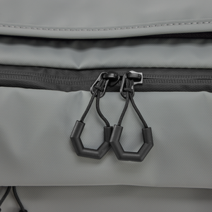 STRATIC Vibe Duffle Bag L gris, détail – Tirettes robustes et fermetures éclair déperlantes