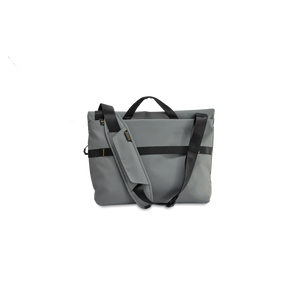 STRATIC Vibe Messenger Bag szara, tył z taśmą do walizki i regulowanym paskiem na ramię