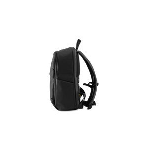 STRATIC Vibe Travel Backpack zwart zijaanzicht met elastisch vak voor paraplu